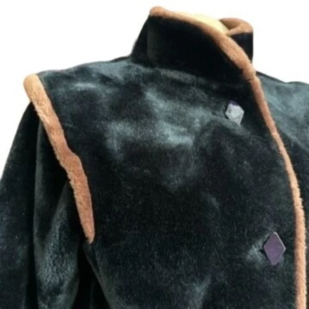 Vtg Sasson Glenoit Luxury Faux Fur Jacket Size 8 Black Made/USA ILGWU Retro 80s - Picture 4 of 15